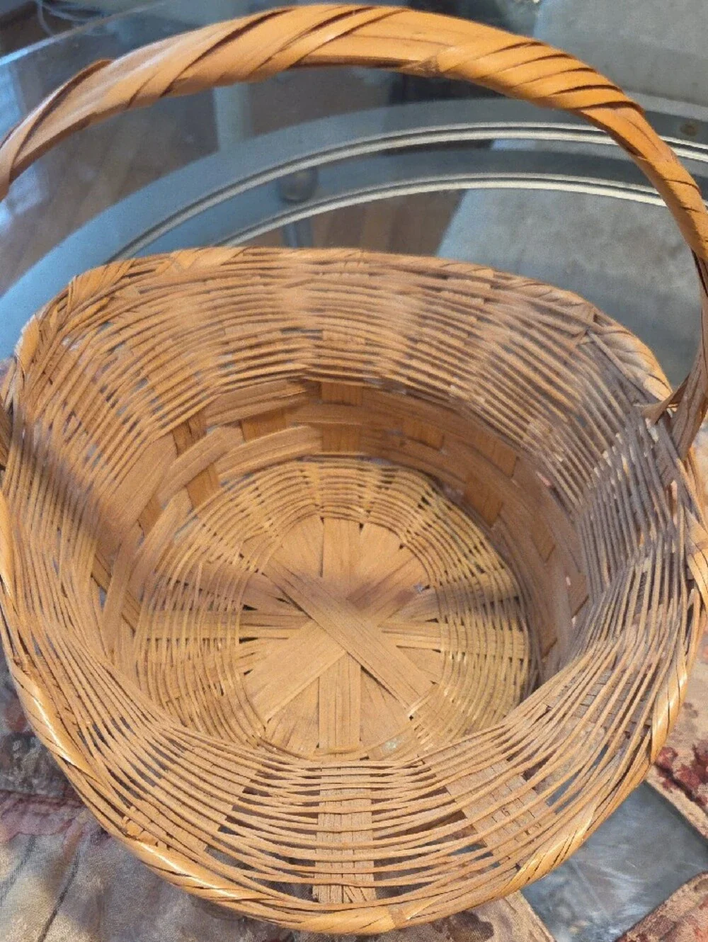 Handwoven Natural Brown Wicker Basket with Handle